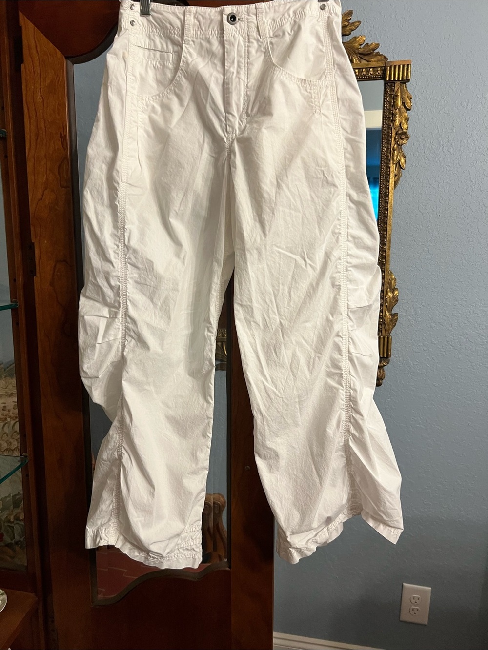 Pilcro White Cargo Pants with Side Utility Pockets